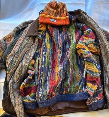 Coogi Beanie + Coogi Jacket ZipUp Large + Sweater RARE Fall autumn color way - Image 1 of 4