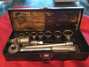 S-K Tools # 4512~ 12 Piece Set ~ 3/8” Drive Socket Set w/ Metal Case - Picture 1 of 5