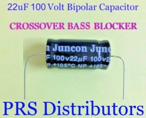BIPOLAR Capacitor 22 uF 100V BASS BLOCKER SPEAKER TWEETER CROSSOVER One Piece - Picture 1 of 2
