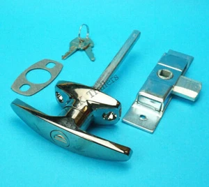 Chrome T Handle & HEAVY DUTY Door Lock Latch for Trailer Horse Box & Catering - Picture 1 of 1