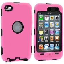 Dual Flex Hard Hybrid Gel Case for Apple iPod Touch 4th Gen - Light Pink/Black