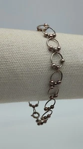 Vintage Kreis Punkte Perlen Gliederarmband Sterling Silber 925 - Bild 1 von 5