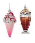 PRE-ORDER SHIPS 8/2024Glass Ice Cream Soda Float Ornaments Set Of 2 Christmas
