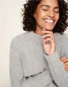 The White Company Alpaka-Pullover mit Zopfmuster und Trichterausschnitt, grau, Small, UVP 129 £ - Bild 1 von 6