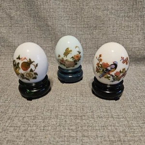 Vitge Set Of Three Avon Egg Perfume/Cologne Bottles Flowers Bird Butterfly - Picture 1 of 9