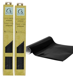 (2 pk) Black 12"x48" Crafters Square Permanent Vinyl Paper Rolls - Picture 1 of 3