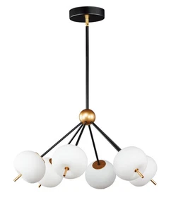 Quest 6-Light LED Pendant in Black with Gold - Picture 1 of 1