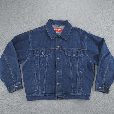 Wrangler Hero Denim Jacket Mens Extra Large Blue Trucker Button Pockets 62114W - Image 1 of 4