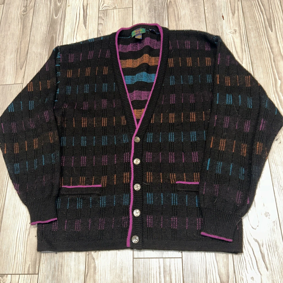 Cárdigan de algodón/lana vintage colores Alexander Julian para hombre talla grande Foto 1 de 4