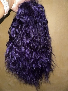 16inch 100% Human Hair Purple Curly Wig - Picture 1 of 4