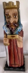 VTG Hand Craved Made In Spain King Sword Hinged Wine Bottle Case 1950s Knight - Picture 1 of 14
