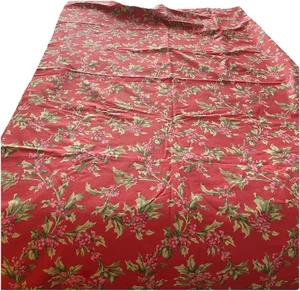 Williams Sonoma Holly Berry Tischdecke 70x90 rot grün Weihnachten Urlaub Baumwolle - Bild 1 von 6
