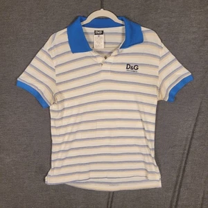 D&G Dolce & Gabbana Short Sleeve Striped Polo Shirt Men's 48 Med Embroidered - Picture 1 of 7
