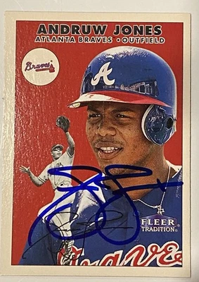 2000 Fleer Tradition #172 Andruw Jones AUTO SIGNED Atlanta Braves Blue Bold! - Image 1 of 3