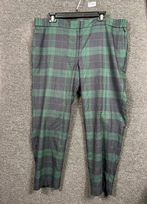 Talbots Wool Green Tartan Plaid Slim Ankle Pants Womens Size 16WP Stretch Lined - Image 1 of 4