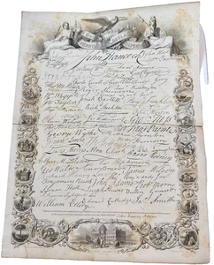 "Antiguo grabado firmantes de la Declaración de Independencia JW Allen 13,25x10""" - Imagen 1 de 2