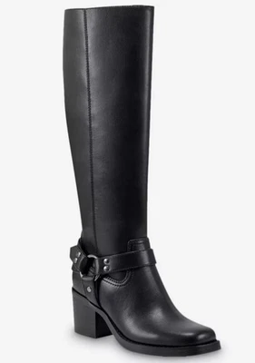 MARC FISHER Laile2 Tacón Bloque Hasta la Rodilla Arnés Botas Motocicleta Marrón Oscuro 5.5M NUEVO Foto 1 de 4