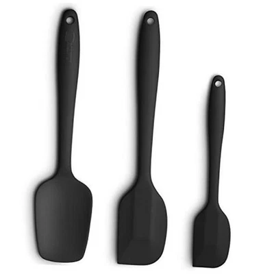 Juego de 3 Espátulas de Silicona, Mango Ergonómico Alta Resistente al Calor Negro Foto 1 de 4