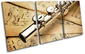 Flute Vintage Music Instrument Musical TREBLE CANVAS WALL ART Picture Print - Picture 1 of 1