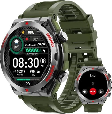 Military Smart Watch Make Call Heart Rate Waterproof for iPhone 12 mini 13 mini - Image 1 of 4