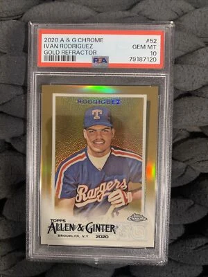 Ivan Rodriguez 2020 Allen & Ginter Chrome #52 Gold Refractor #/50 PSA 10 Pop 2 - Image 1 of 4