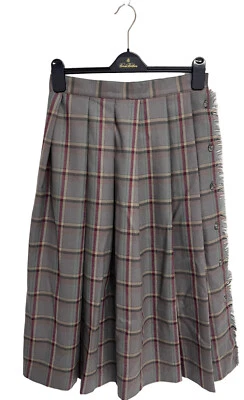 Falda plisada vintage Lands' End para mujer marrón y roja a cuadros 100 % lana talla 12 Foto 1 de 4