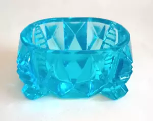 Vintage EAPG Aqua Blue Glass Open Master Salt Dip - Art Deco - Picture 1 of 5