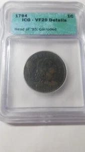 1794 LIBERTY CAP FLOWING HAIR LARGE CENT HEAD OF 1795. VF20++ - Picture 1 of 4
