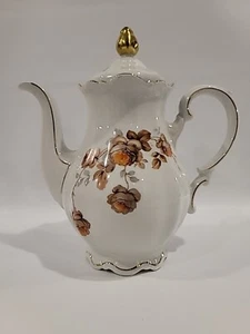 Mitterteich Bavaria Germany Porcelain Norwey Norway Rose Teapot Brown Roses - Picture 1 of 24