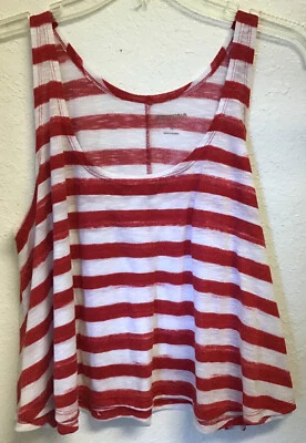 Arizona jean co. красный белый полоски печать Майка XL легкий EUC милый C2 - Изображение 1 из 4