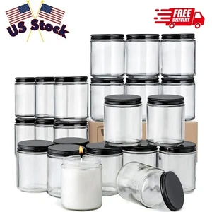 24 Pack, 8 OZ Thick Glass Jars with Metal Lids, Clear Round Candle Making Jars - Picture 1 of 8