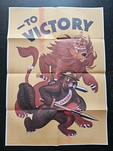 1944 WW2 USA AMERICA CANADA BRITAIN LION SPEAR ROYAL ARMY PROPAGANDA POSTER C36 - Picture 1 of 8