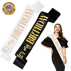 2 Packs It'S My Birthday Sash, Happy Birthday Sash for Women Girls Men Boys Soft - Picture 1 of 7