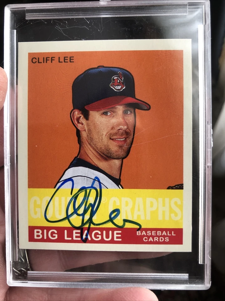Tarjeta firmada por Upper Deck Goudey Graphs Cliff Lee 2007 certificado Foto 1 de 4