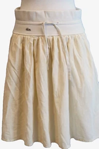 Nueva falda completa LACOSTE seda algodón marfil blanco largo rodilla punto S M 36 38 - Imagen 1 de 3