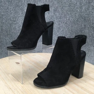 Charlotte Russe Boots Womens 7 M Luna Bootie Slingback Black Suede Casual Block - Picture 1 of 12