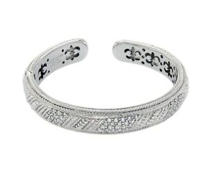 ¦JUDITH RIPKA 925 Sterling Silver Diamonique Stones Bangle Size 7" Large »BO3