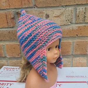 Sombrero hecho a mano tejido para bebé niña con orejeras camuflaje talla aprox. 5-9 meses - Imagen 1 de 11
