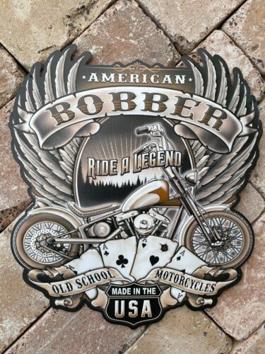 Blechschild American Bobber 45 cm Deko USA Werkstatt Chopper Club Biker Club