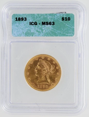 1893 QUARTER EAGLE ICG MS63 $10 LIBERTY HEAD GOLD COIN Cover