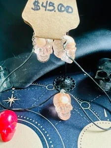 handcrafted artisan jewelry Transparent Skull Resin Earrings & Pendant Necklace - Bild 1 von 6