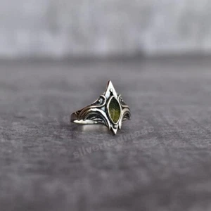 Anillo Moldavita Natural Plata de Ley 925 Joyería Hecha a Mano para su talla 4 a 11 - Imagen 1 de 4