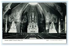 Catholic Church Interior c1910 Dixon Illinois Vintage Antique Postcard