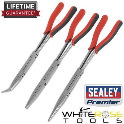 Sealey Pliers Set 3pc Long Reach 335mm Double Joint Premier Cutter Cutting Tool - Image 1 of 4