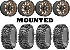 Kit 4 Maxxis Roxxzilla Tires 35x10-15 on Fuel Runner Bronze Wheels TER - Picture 1 of 5