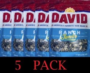 5x DAVID Roasted and Salted RANCH Jumbo Sunflower Seeds 5.25 oz Bag - 5 PACK - Picture 1 of 3