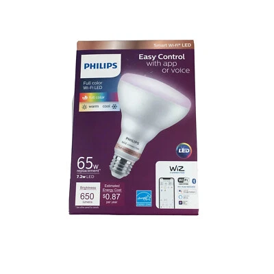 Phillips Color and Tunable White LED 65-Watt Smart Wi-Fi Wiz Light - 2 Bulbs A13 - Image 1 of 4