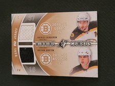 2011-12 UPPER DECK UD SPX PATRICE BERGERON NATHAN HORTON WC-BH DUAL JERSEY