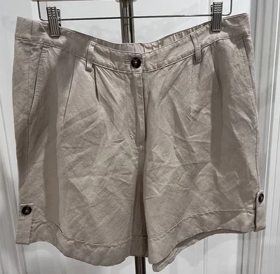 J.JILL Mujer Lino Crema Pierna Recta Mezcla Lino Informal Corto Talla 10 Foto 1 de 4