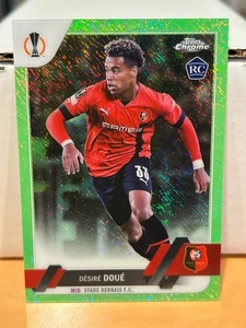 2022-23 Topps Cromo UEFA Desire Doue #48 RC Rookie Green Shimmer Refractor/399 - Imagen 1 de 2
